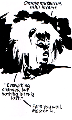 Panel from Sandman #39, "The Soft Places." It's the Latin I'm calling your attention to here.